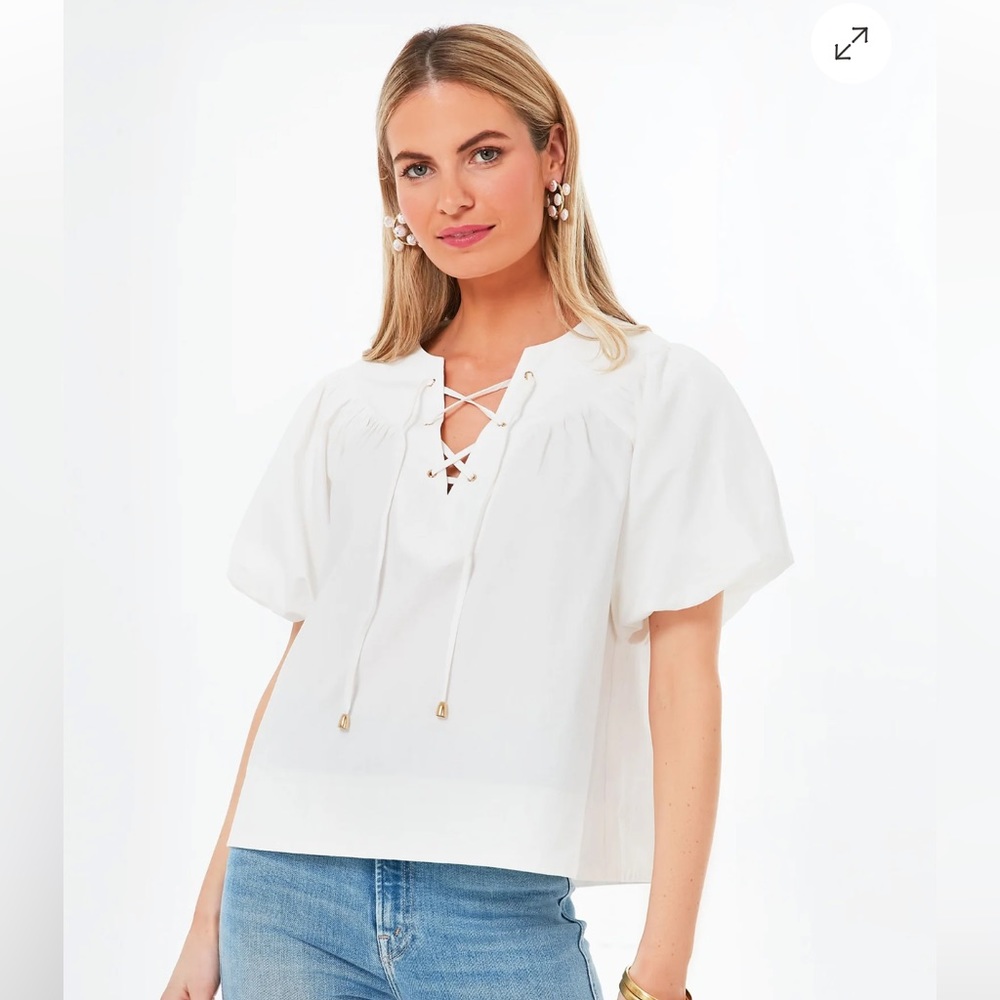 TUCKERNUCK POMANDER PLACE White Tie Front Robbie Top NWT XS